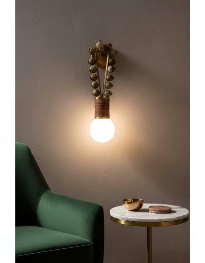 Custom Artisan Natural Onyx Wall Light in Earthy Tones with Brass Finish