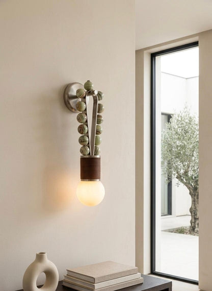 Custom Artisan Natural Onyx Wall Light in Earthy Tones with Brushed Nickel Finish