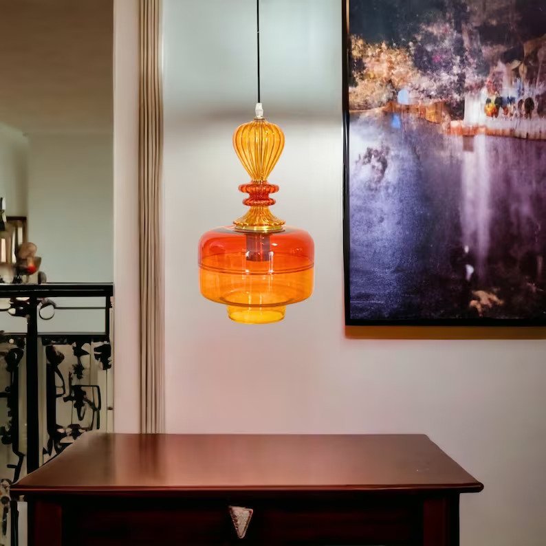 Blown Glass Light Fixture  - Les Trois Pyramides