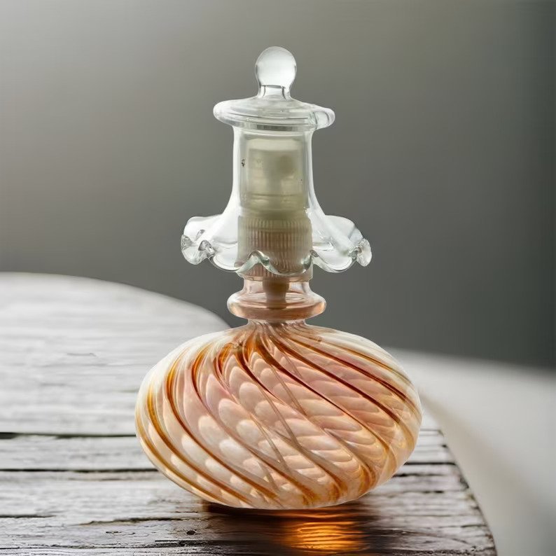 Perfume Bottle - Hand Painted - Colored Glassware - Antique Glassware - Empty Perfume Bottle - Hand Blown Glass - Custom Perfume Bottle - Les Trois Pyramides 