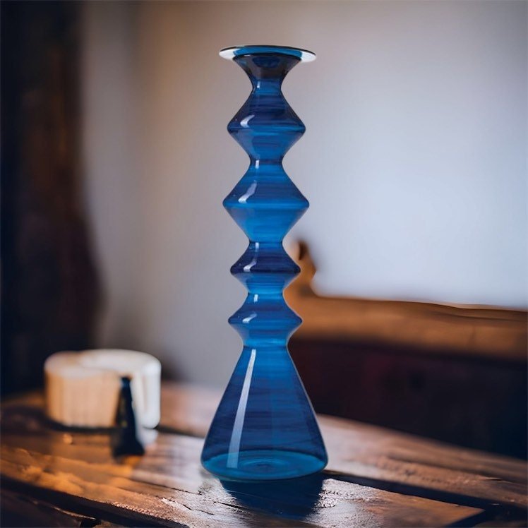 Dark Blue Glass Candle Holder For Wedding Gift - Les Trois Pyramide