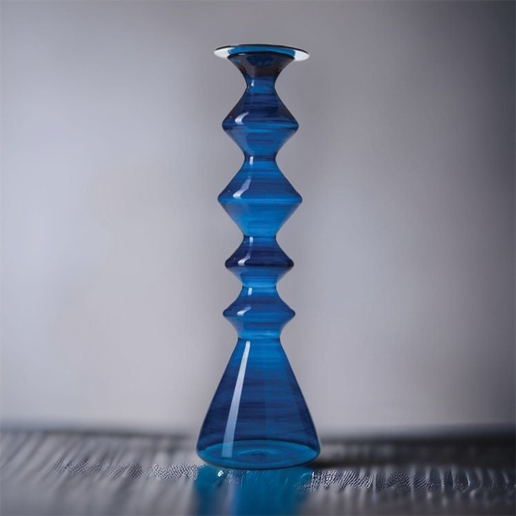 Dark Blue Glass Candle Holder For Wedding Gift - Les Trois Pyramide