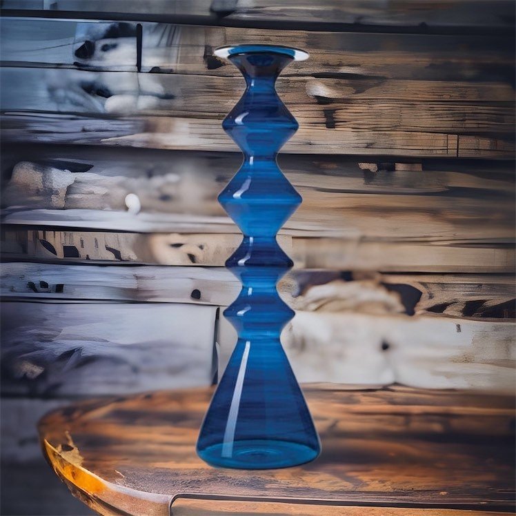 Dark Blue Glass Candle Holder For Wedding Gift - Les Trois Pyramide