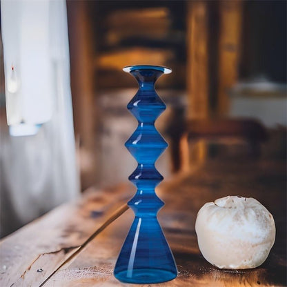 Dark Blue Glass Candle Holder For Wedding Gift - Les Trois Pyramide