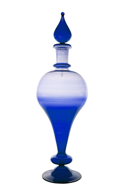 Dark Shaded Blue Vintage Classic Decanter Bottle With Stopper ,Custom Decanter , Handmade Blown Glass Bottle, Made With Love, Handmade Gift - Les Trois Pyramide