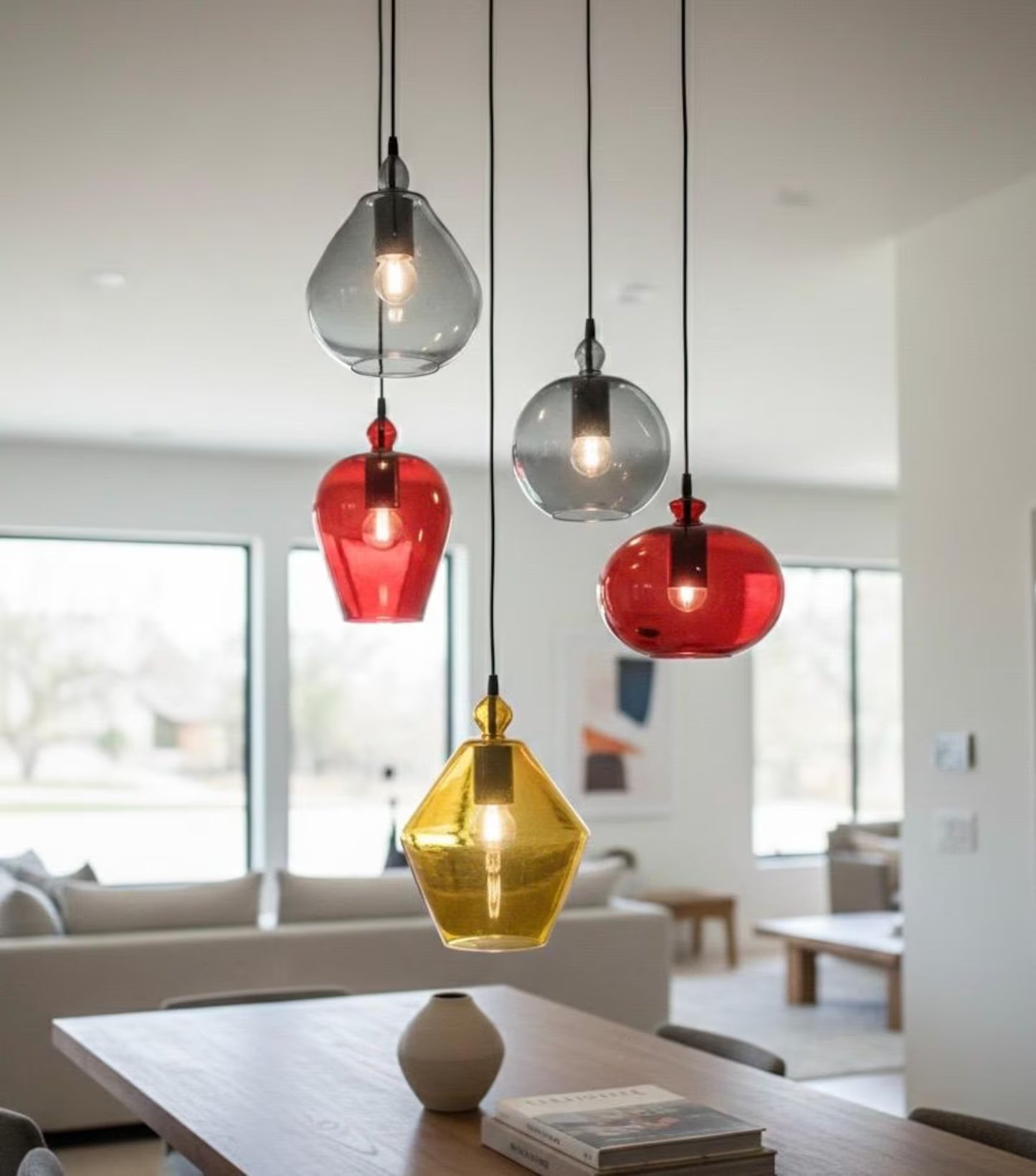 Set of 5 Handmade Fruity Shaped Handmade Multicolored Hanging Lamp for Dining Room Lights - Les Trois Pyramides