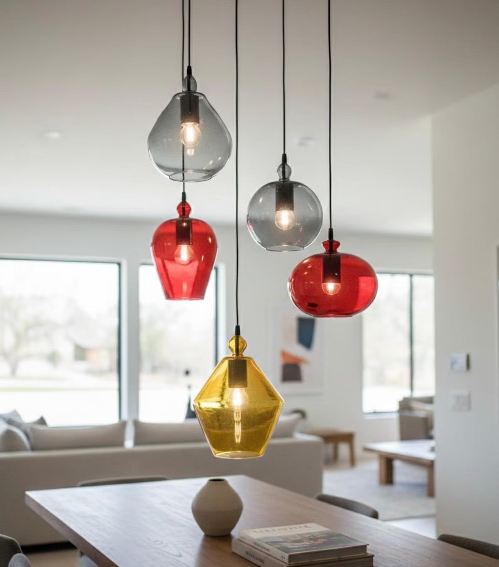 Set of 5 Handmade Fruity Shaped Handmade Multicolored Hanging Lamp for Dining Room Lights - Les Trois Pyramides