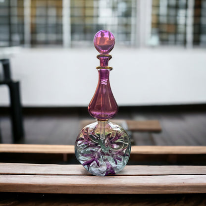 Double Glass layer Violet perfume Bottle in 14 K Gold | Violet Decor