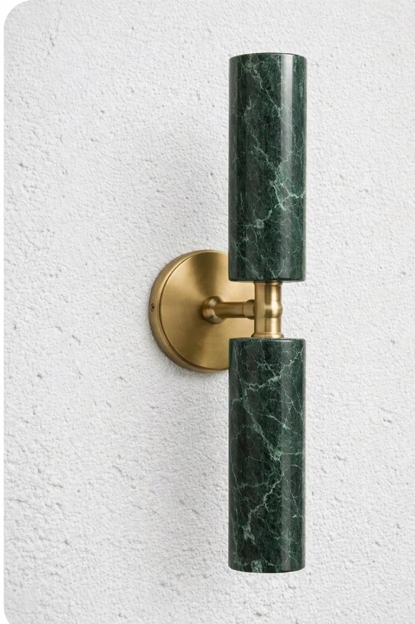 Double Green Marble Wall Sconce with Brass – Modern Light | Les Trois Pyramides