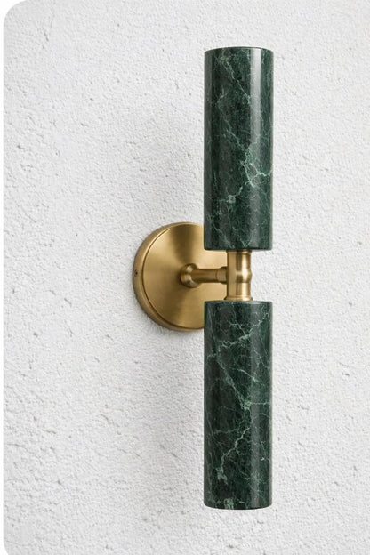 Double Green Marble Wall Sconce with Brass – Modern Light | Les Trois Pyramides
