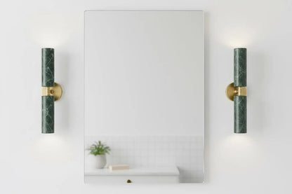 Double Green Marble Wall Sconce with Brass – Modern Bathroom Light | Les Trois Pyramides