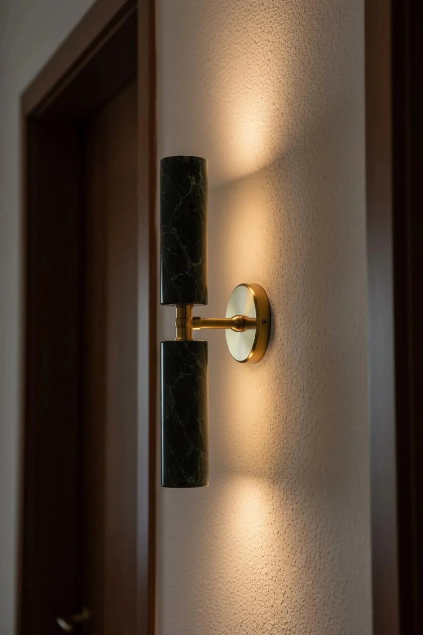 Double Green Marble Wall Sconce with Brass – Modern hallway Light | Les Trois Pyramides