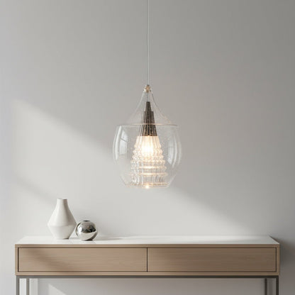 Double Layer Clear Hand-Blown Glass Pendant Light for Living Room