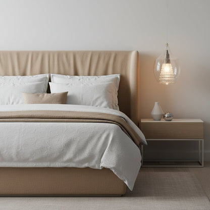 Double Layer Clear Hand-Blown Glass Pendant Light for Living Room