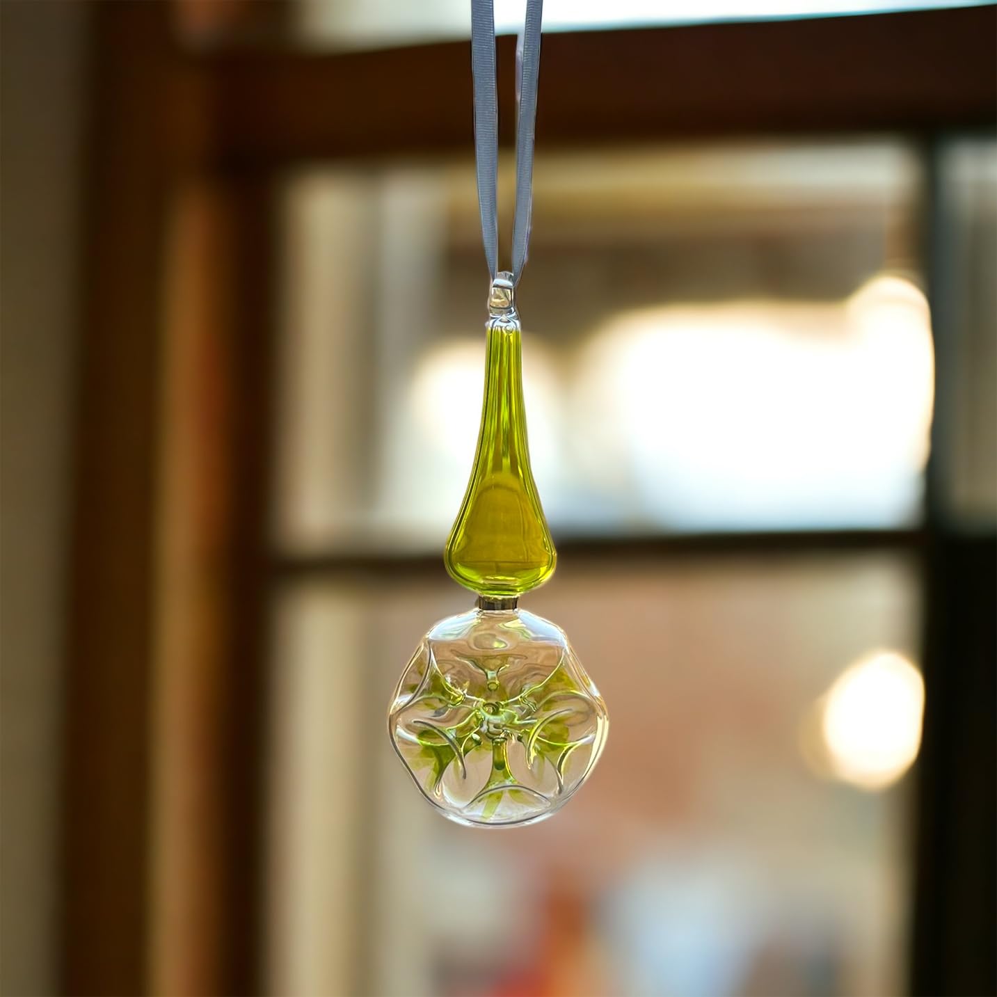 Double Layer Green Hand-Blown Glass Christmas Ornament for Xmas Decorations - Les Trois Pyramide