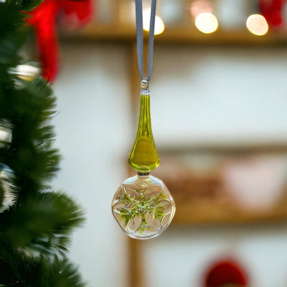 Double Layer Green Hand-Blown Glass Christmas Ornament for Xmas Decorations - Les Trois Pyramide