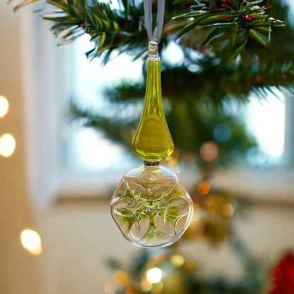 Double Layer Green Hand-Blown Glass Christmas Ornament for Xmas Decorations - Les Trois Pyramide