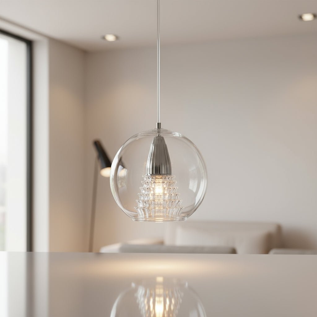 Double-Layer Handcrafted Clear Glass Pendant Light – Modern Hanging Fixture for Ambient Lighting