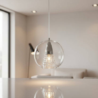 Double-Layer Handcrafted Clear Glass Pendant Light – Modern Hanging Fixture for Ambient Lighting