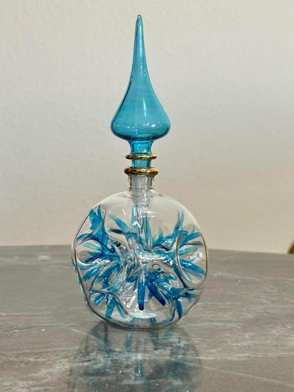 Glass layer Turquoise perfume Bottle in 14 K Gold | Les Trois Pyramides