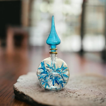 Glass layer Turquoise perfume Bottle in 14 K Gold | Les Trois Pyramides