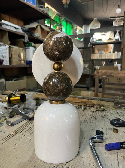 Double Marble Wall Sconce with Alabaster Shade – Handmade Brass Wall Light | Les Trois Pyramides
