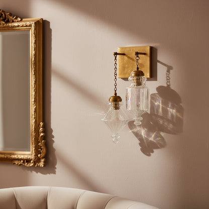 Double Pendant Brass Wall Light - Artistic Hanging Wall Fixture