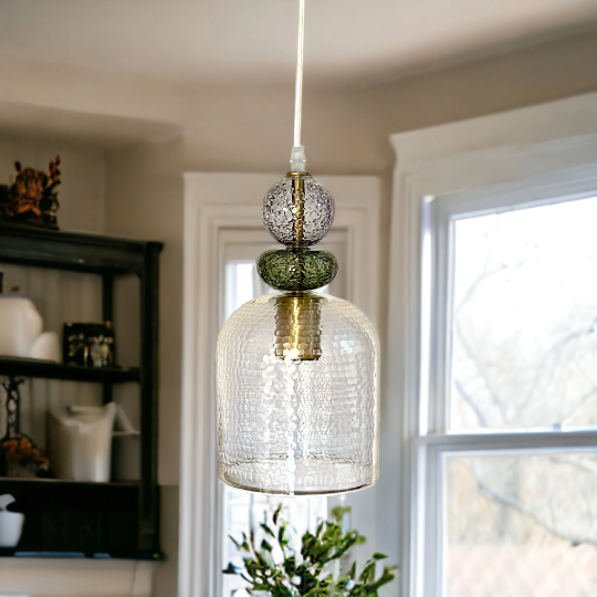 Hand Blown Glass Pendant Light - Les Trois Pyramides