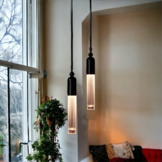 Modern Copper + Frosted Glass Light Pendant Modern Style - Les Trois Pyramides 