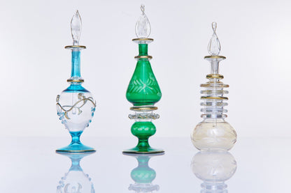 Blown Glass Egyptian essential oil holder bottles set of three | Les Trois Pyramides