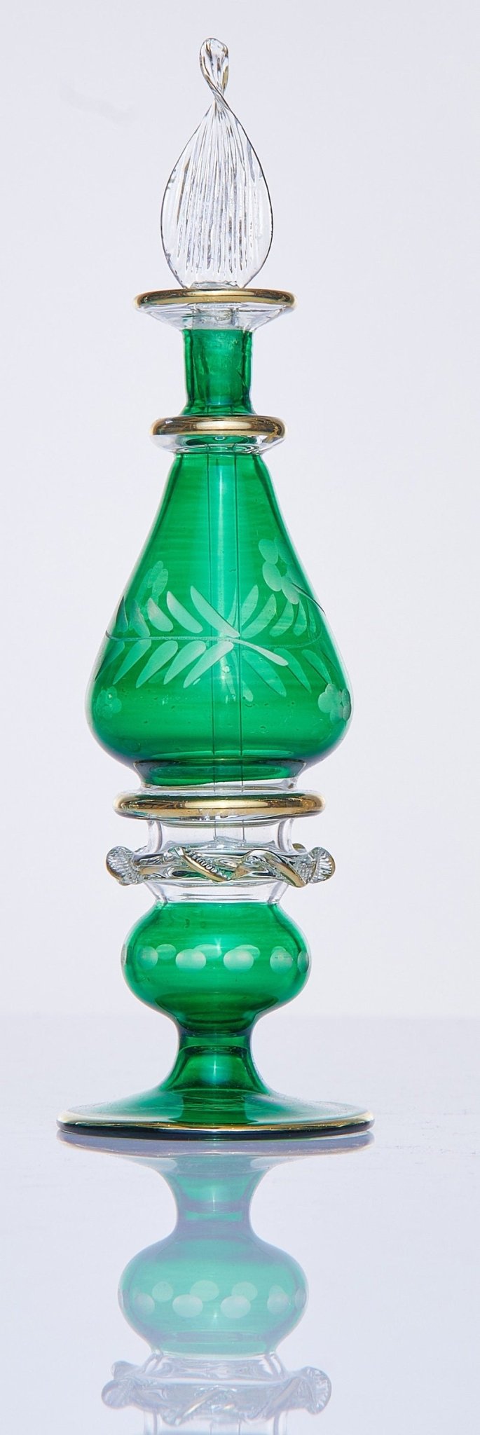 Blown Glass Green Egyptian essential oil holder bottle | Les Trois Pyramides