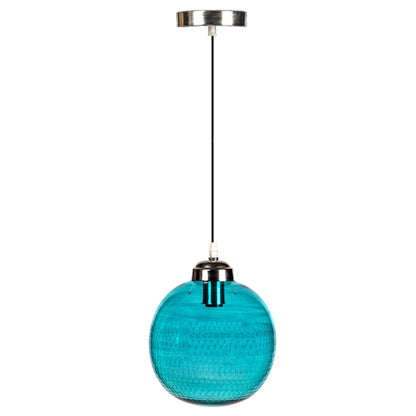 Elegant Hand-Blown Blue Glass Pendant Light – Kitchen Decor | Les Trois Pyramides 