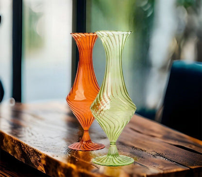 Blown Glass Orange Vase - Les Trois Pyramides