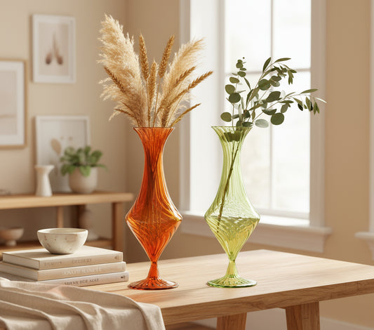 Blown Glass Orange Vase - Les Trois Pyramides