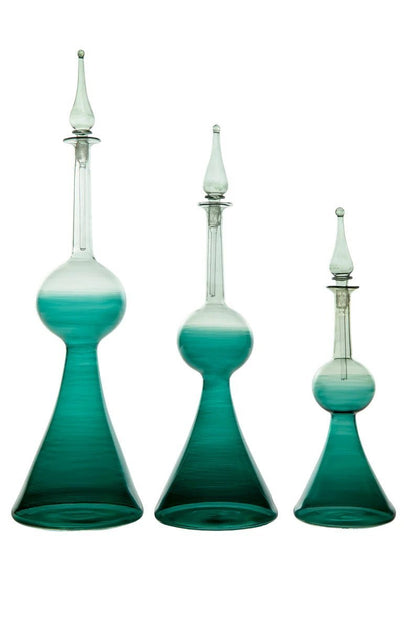 Elegant Teal Gradient Decorative Bottles for Home Decor and Display | Les Trois Pyramides 