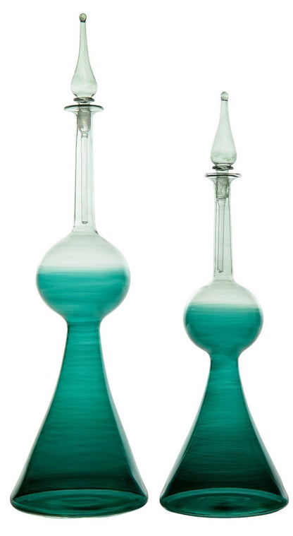 Elegant Teal Gradient Decorative Bottles for Home Decor and Display | Les Trois Pyramides 