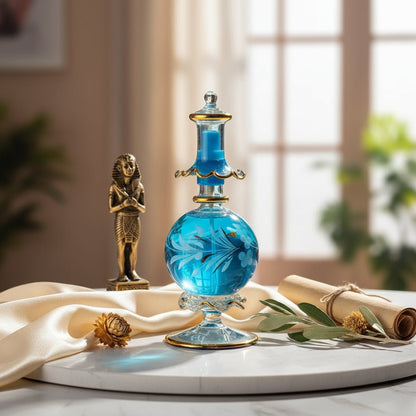 Engraved Hand-Blown Perfume Bottle – Detailed with 14K Gold
