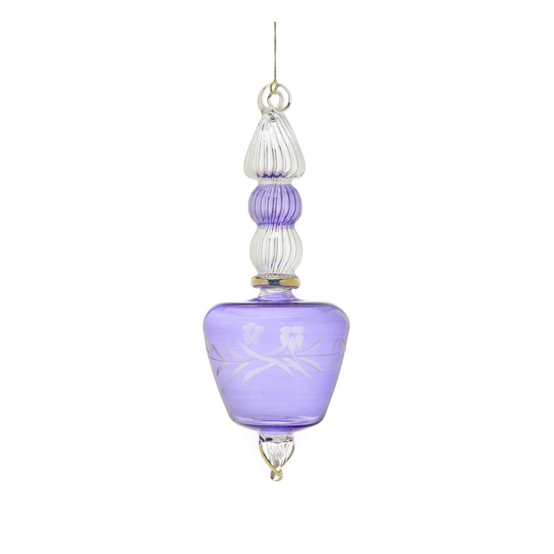 Engraved Violet Christmas tree topper with 14 K Gold karats | Les Trois Pyramides