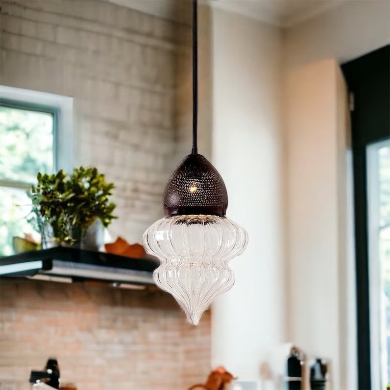 ceiling light fixture with metal chapeau