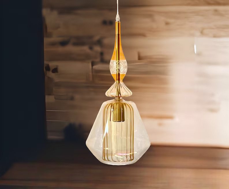 Blown Glass Pendant Light for Kitchen Decor - Les Trois Pyramide