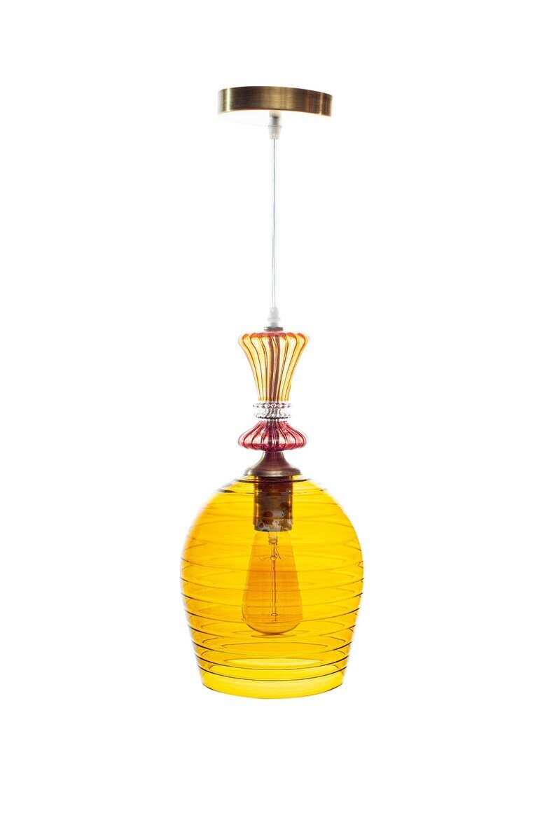 Amber Pendant Lamp for Kitchen Island - Les Trois Pyramides