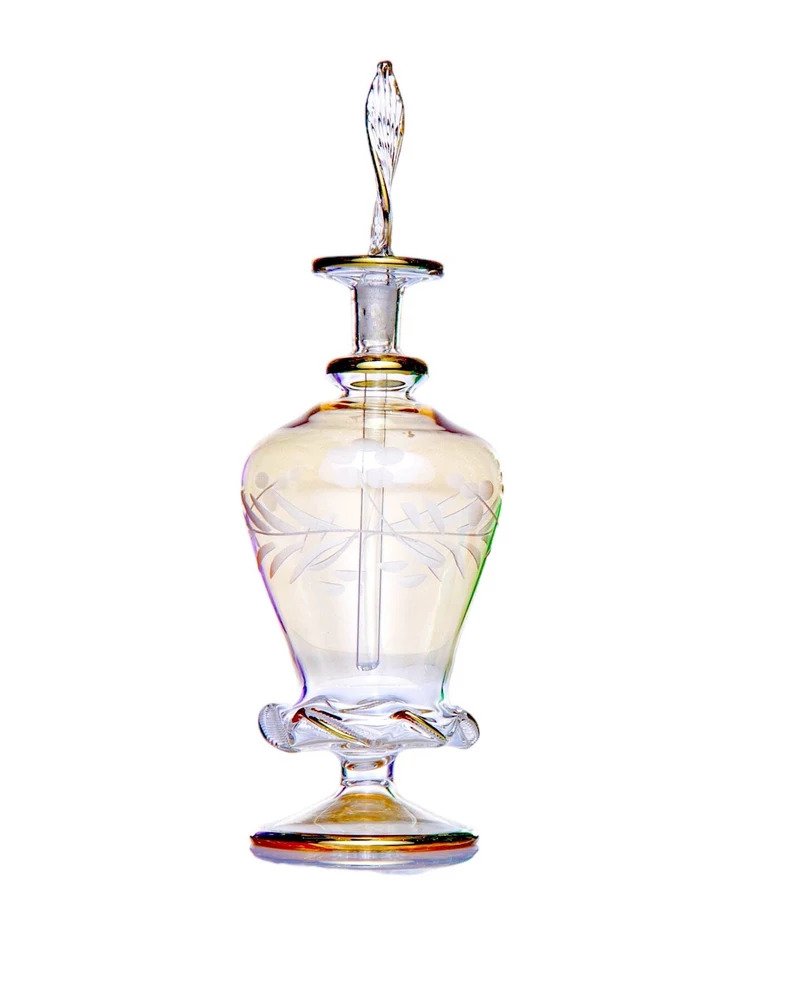 custom perfume bottle - perfume bottle Gold - Hand painted - colored glassware - antique glassware - empty perfume bottle - hand blown glass