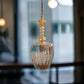 Set of Three soft gold and crystal Hand blown glass pendant lights