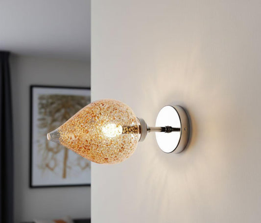 Hand Blown Gold Flake Crackle Glass Wall Sconce - Modern wall light | Les Trois Pyramides