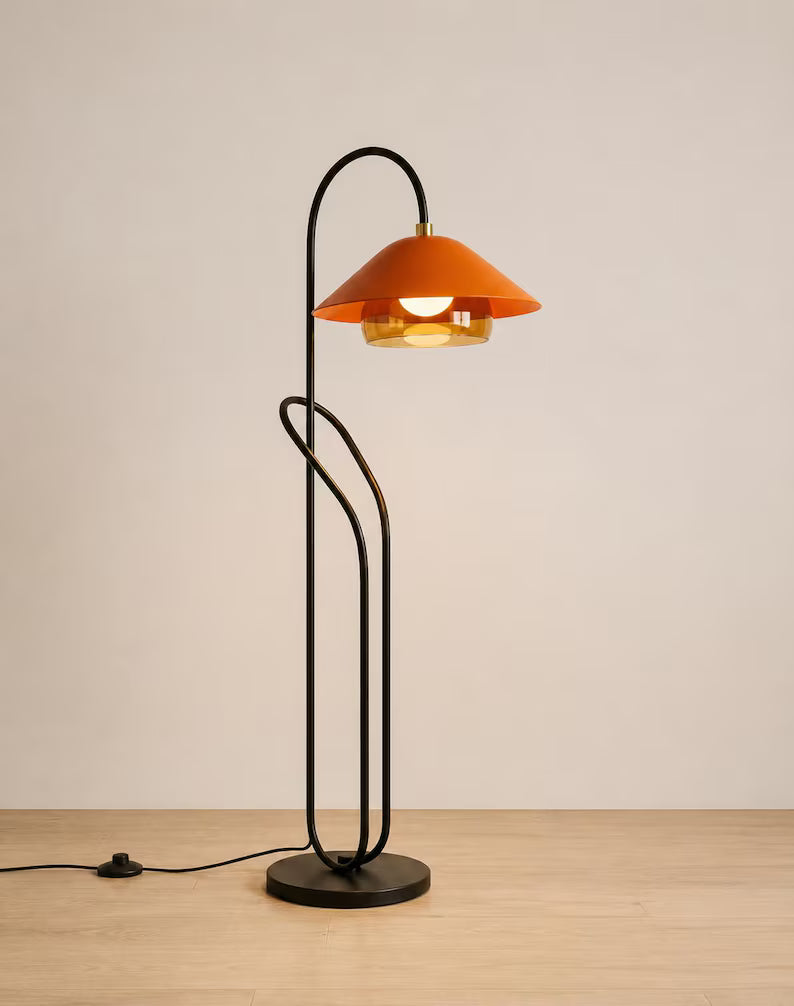 Modern Floor Lamp | Reading Floor Lamp | Black Standing Lamp | Glass Floor Lamp | Mid Century Floor Light | Living Room Lighting | Les Trois Pyramides