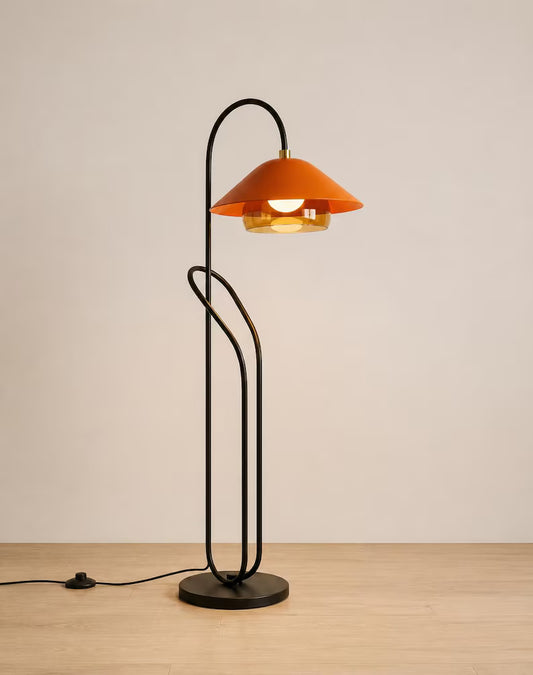 Modern Floor Lamp | Reading Floor Lamp | Black Standing Lamp | Glass Floor Lamp | Mid Century Floor Light | Living Room Lighting | Les Trois Pyramides