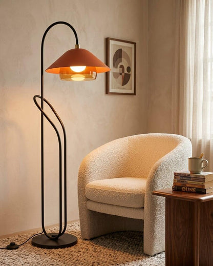 Modern Floor Lamp | Reading Floor Lamp | Black Standing Lamp | Glass Floor Lamp | Mid Century Floor Light | Living Room Lighting | Les Trois Pyramides