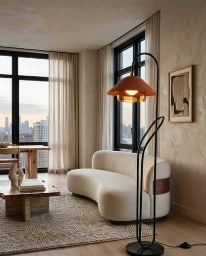 Modern Floor Lamp | Reading Floor Lamp | Black Standing Lamp | Glass Floor Lamp | Mid Century Floor Light | Living Room Lighting | Les Trois Pyramides