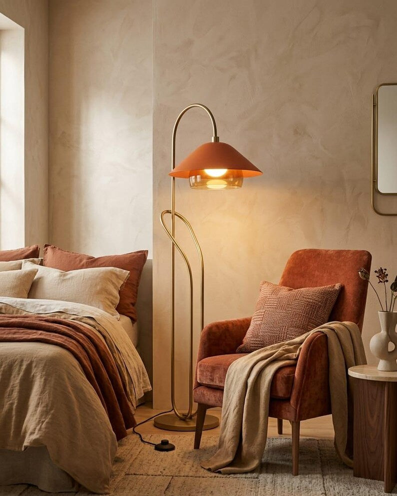 Modern Floor Lamp | Reading Floor Lamp | Black Standing Lamp | Glass Floor Lamp | Mid Century Floor Light | Living Room Lighting | Les Trois Pyramides