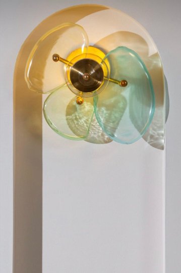 Floral Applique Blown Glass by Les Trois Pyramides